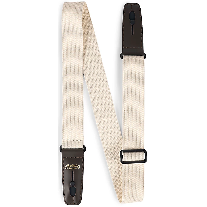 Cotton Weave Lock It Guitar Strap Cream 2 in
