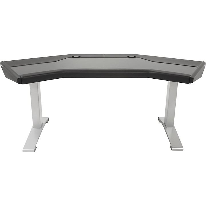 Halo G Desk with Black End Panels and Silver Legs