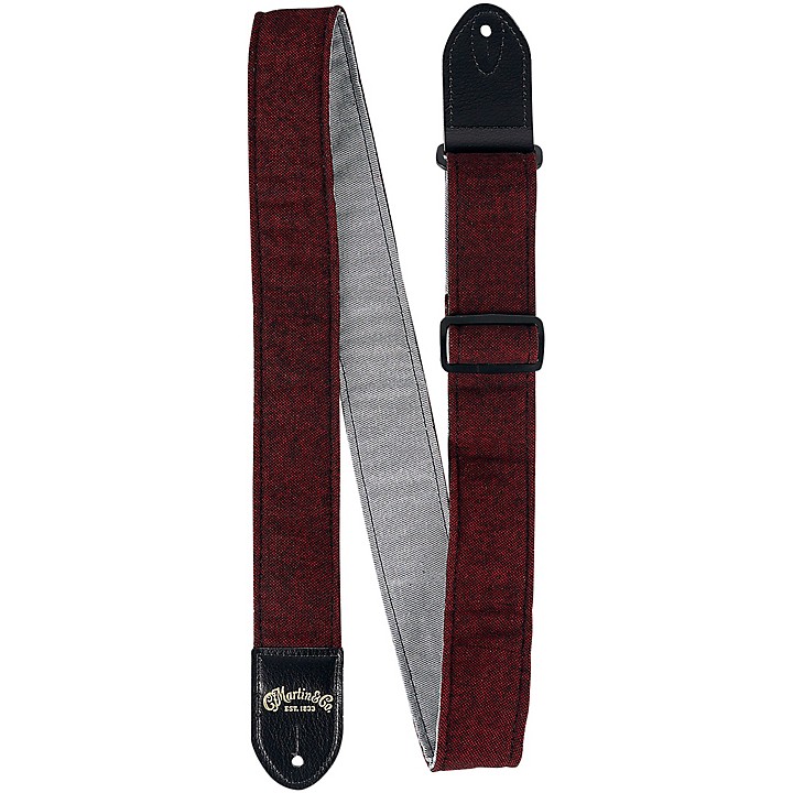 Sea Wool Guitar Strap Burgundy Tweed 2 in