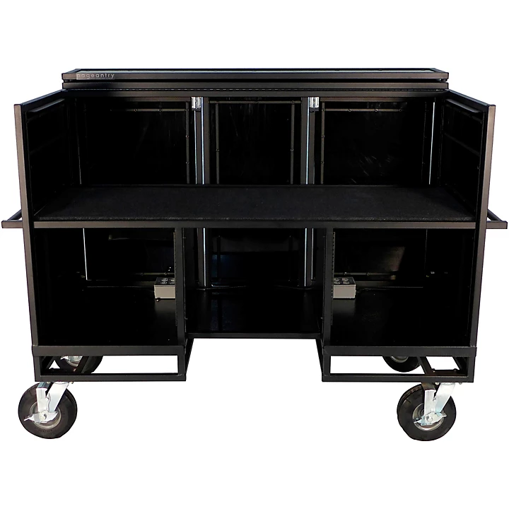 Seated Synth Mixer Combo Cart Stealth Series Upgrade w Bi Fold Top Cover