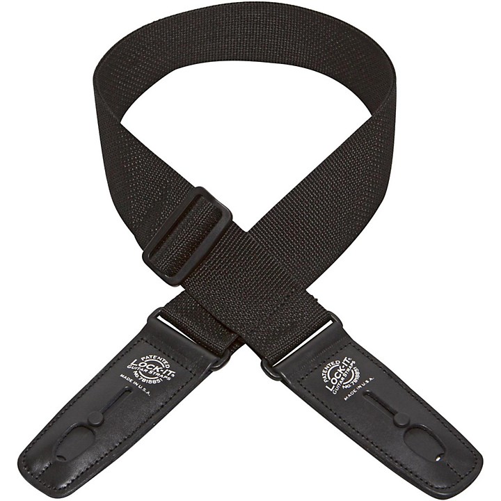 2 Poly Patented Locking Technology Guitar Strap Black