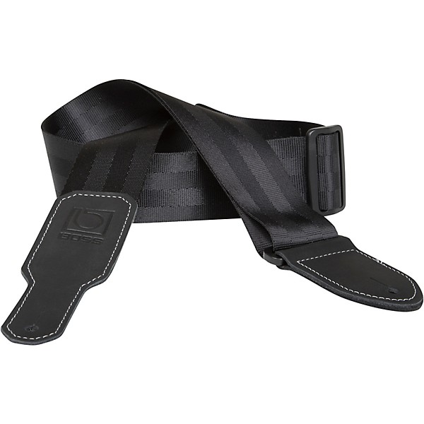 2 Seatbelt Nylon Guitar Strap Black 2 in