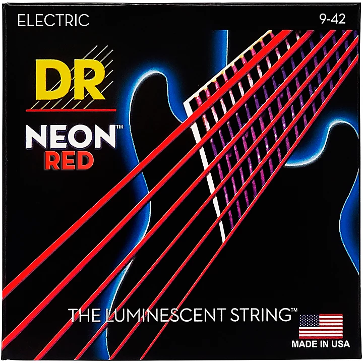 Hi Def NEON Red Coated Light 9 42 Electric Guitar Strings