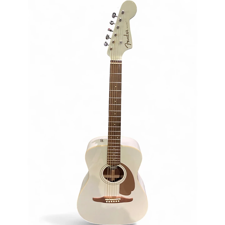 Used Fender malibu player Pearl White Acoustic Electric Guitar