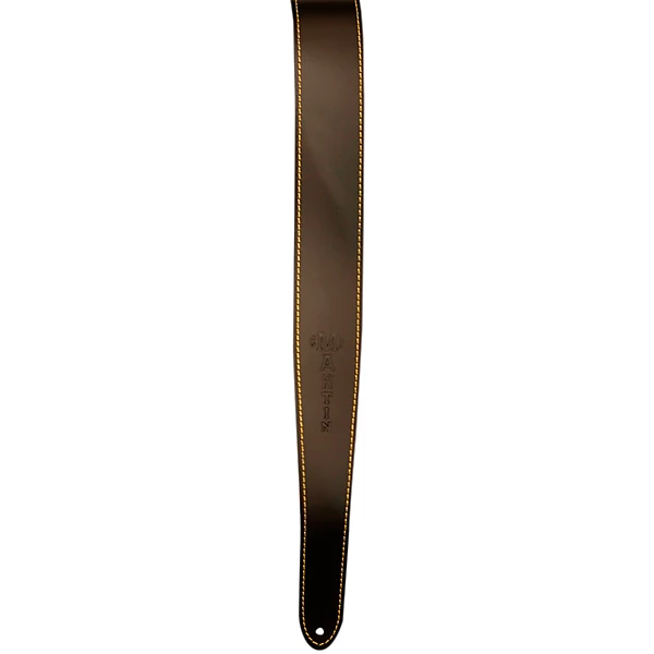 Leather Logo Guitar Strap Brown Slim