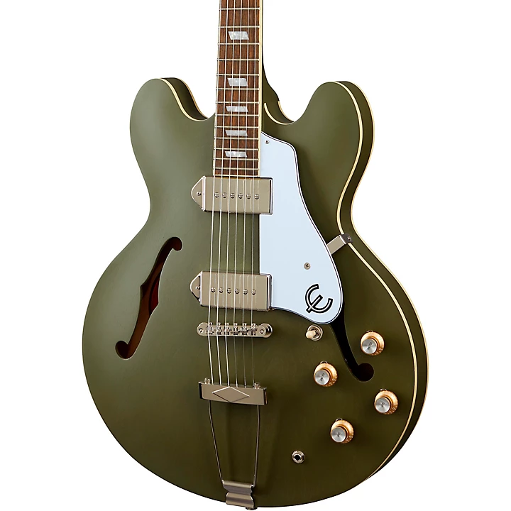 Casino Worn Hollow Body Electric Guitar Olive Drab