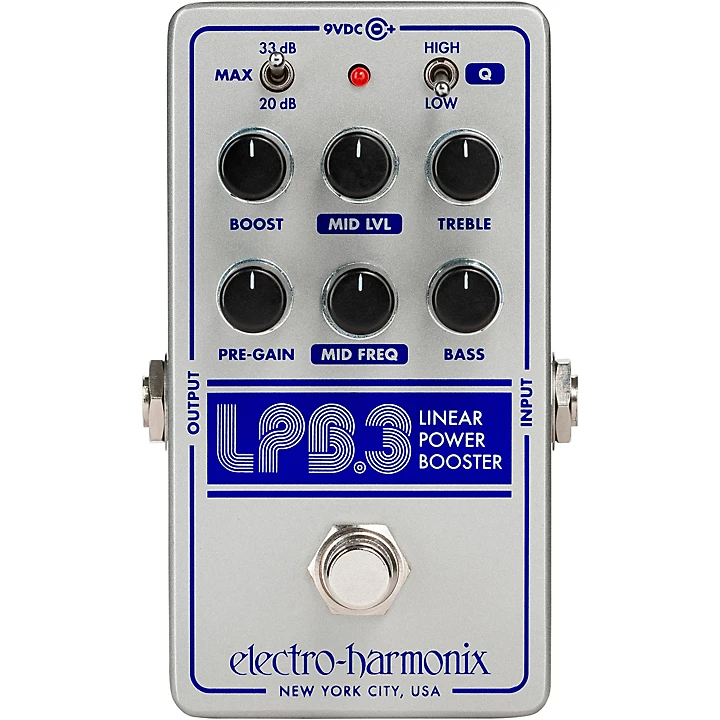 LPB 3 Linear Power Booster EQ Effect Pedal Silver and Blue