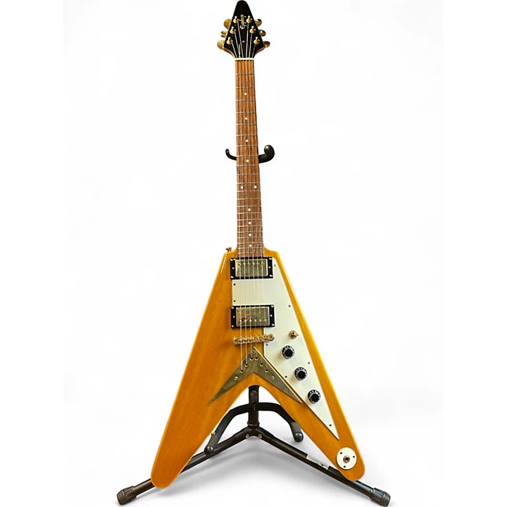 Used Epiphone Korina Flying V Natural Electric Bass Guitar