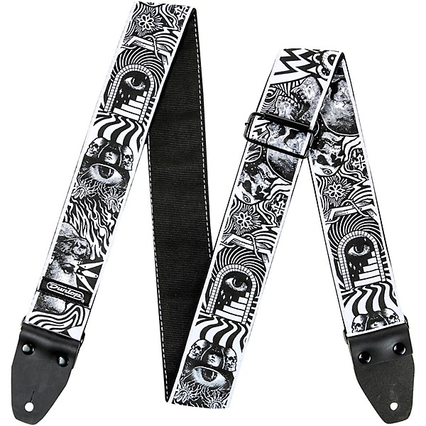 I Love Dust Guitar Strap Skulls Black White