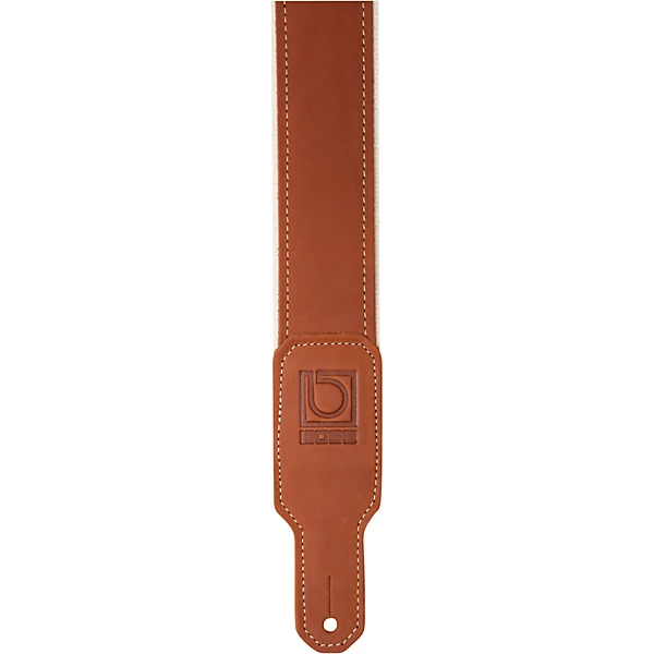 2 Leather Nylon Hybrid Guitar Strap Natural 2 in
