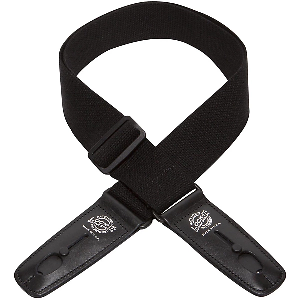 2 Cotton Locking Guitar Strap Black