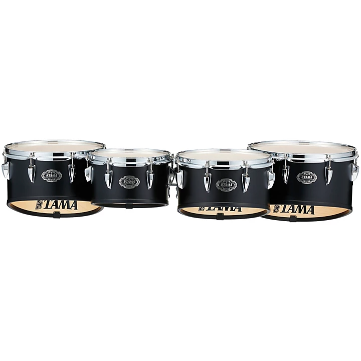 Fieldstar Marching Tenor Drums Quad with Power Cut Satin Black 8 10