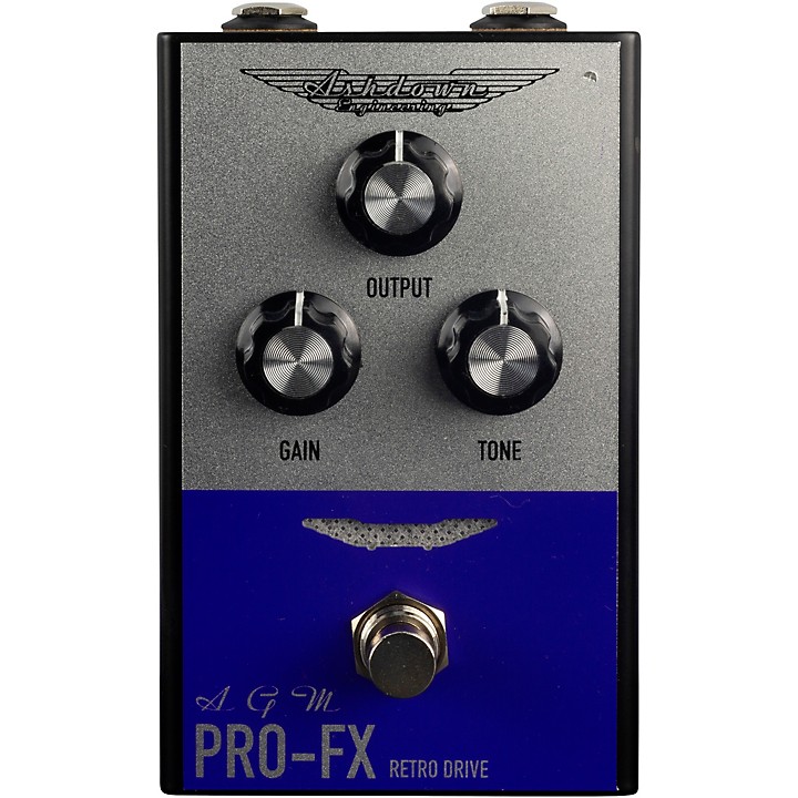 Compact Retro Bass Drive Effects Pedal Silver and Blue