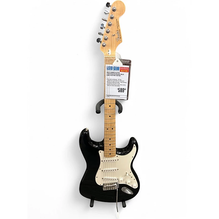 Used Fender Player Stratocaster Black Solid Body Electric Guitar