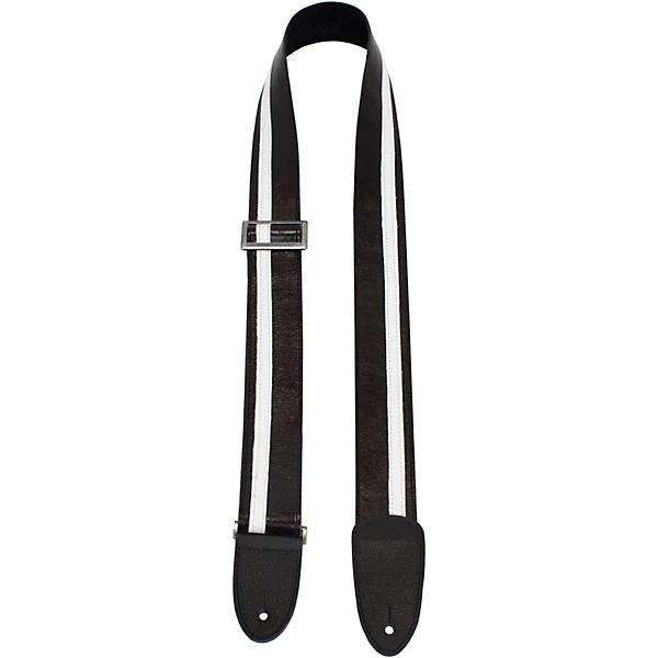 2 Leather with Tri Glide Guitar Strap Black White 39 to 58 in