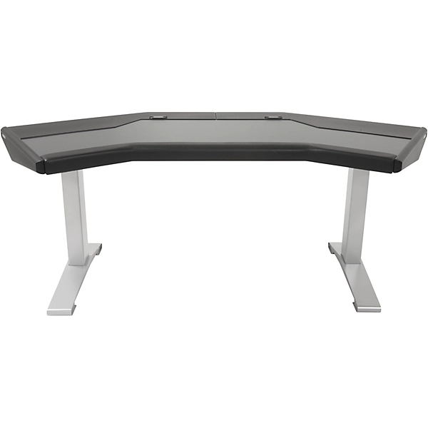 Halo G Desk with Black End Panels and Silver Legs