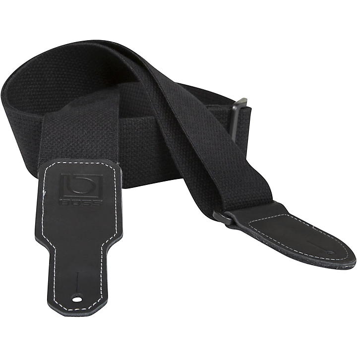 2 Cotton Guitar Strap Black 2 in