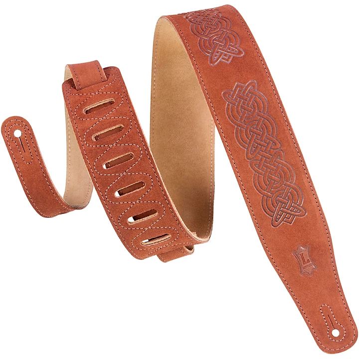MS26CK BRN 2 1 2 Wide Brown Suede Leather Guitar Straps
