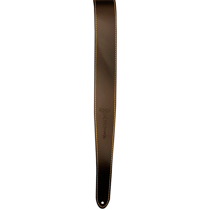 Leather Logo Guitar Strap Brown Slim