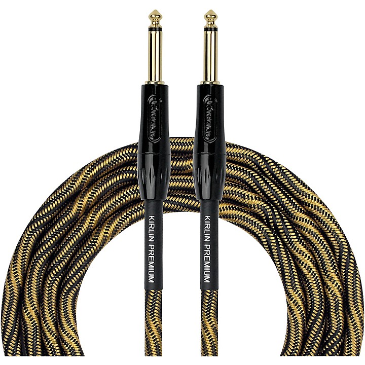 IWB Black Gold Woven Instrument Cable 1 4 Straight 20 ft
