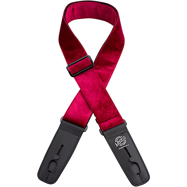 2 Crushed Velvet Locking Guitar Strap Red