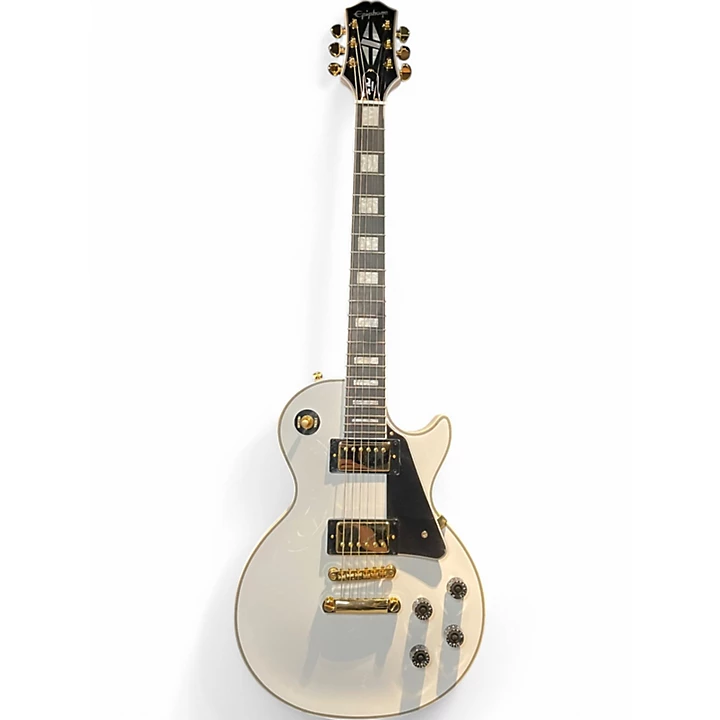 Used Epiphone Les Paul Custom Tuxedo White Solid Body Electric Guitar