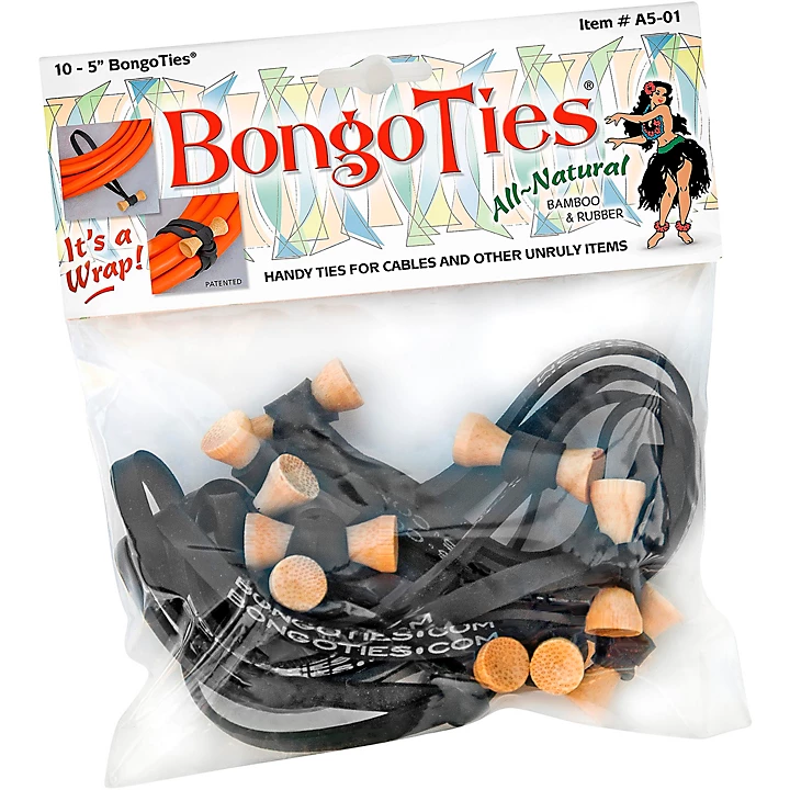 All Purpose Tie Wraps Bamboo and Black Rubber
