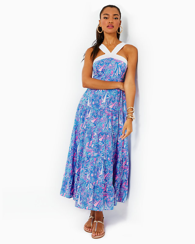 Jenette Cotton Halter Maxi Dress