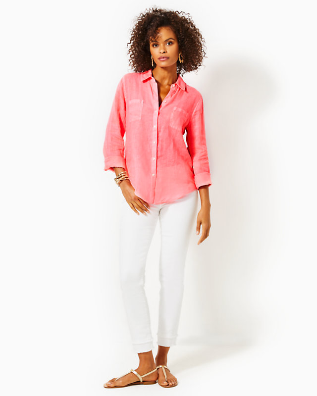 Sea View Linen Button Down Top