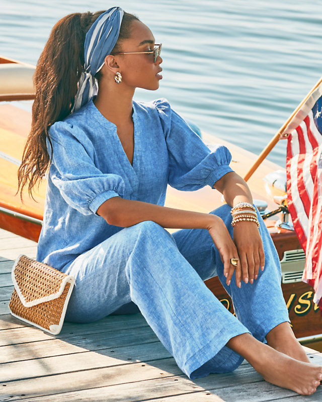 Mialeigh Elbow Sleeve Linen Top