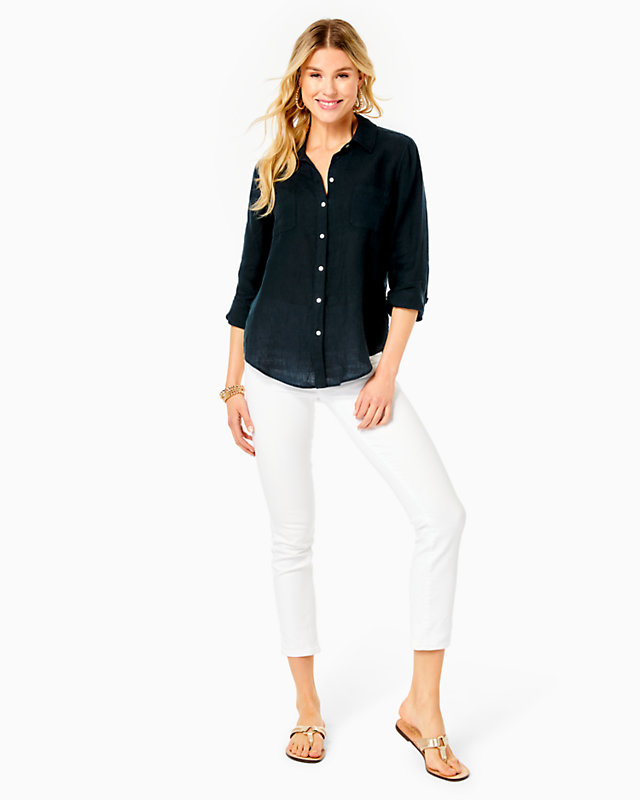 Sea View Linen Button Down Top