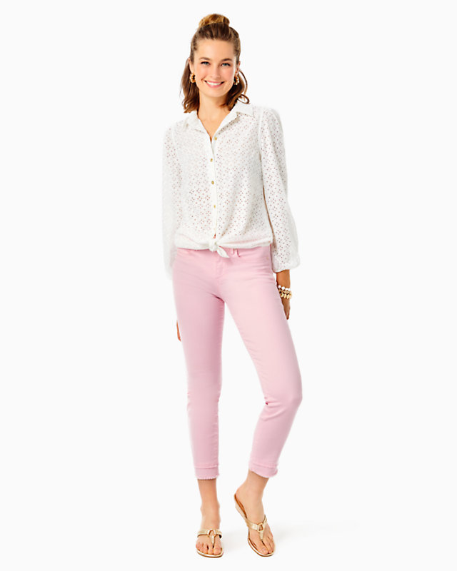 Sea Breeze Eyelet Button Down Top
