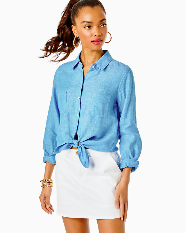 Sea View Linen Button Down Top