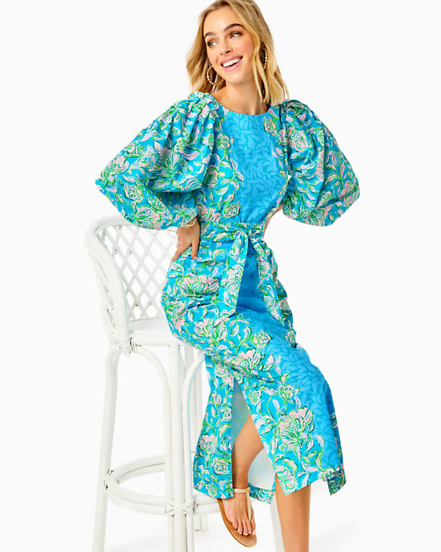 Barbara 3/4 Sleeve Cotton Maxi Dress