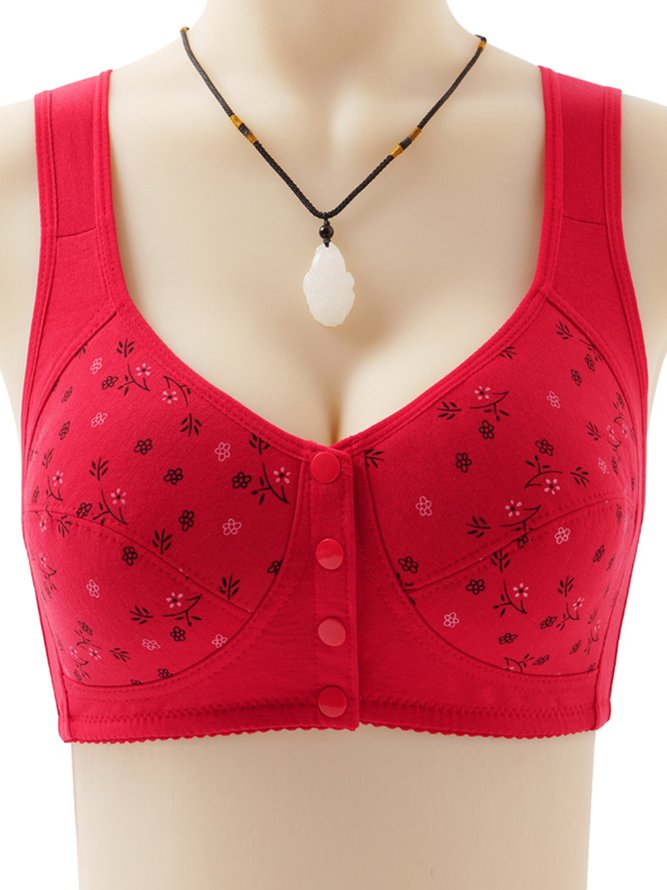 Printed Button Front Wireless Tank Bra