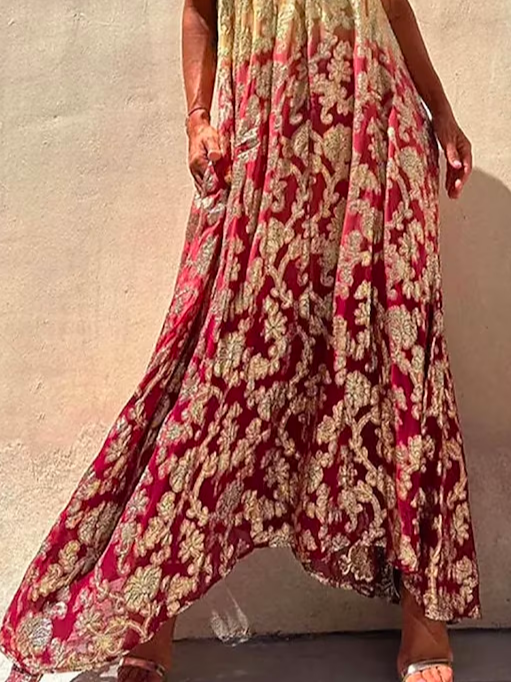 Ethnic Spaghetti Casual Dress