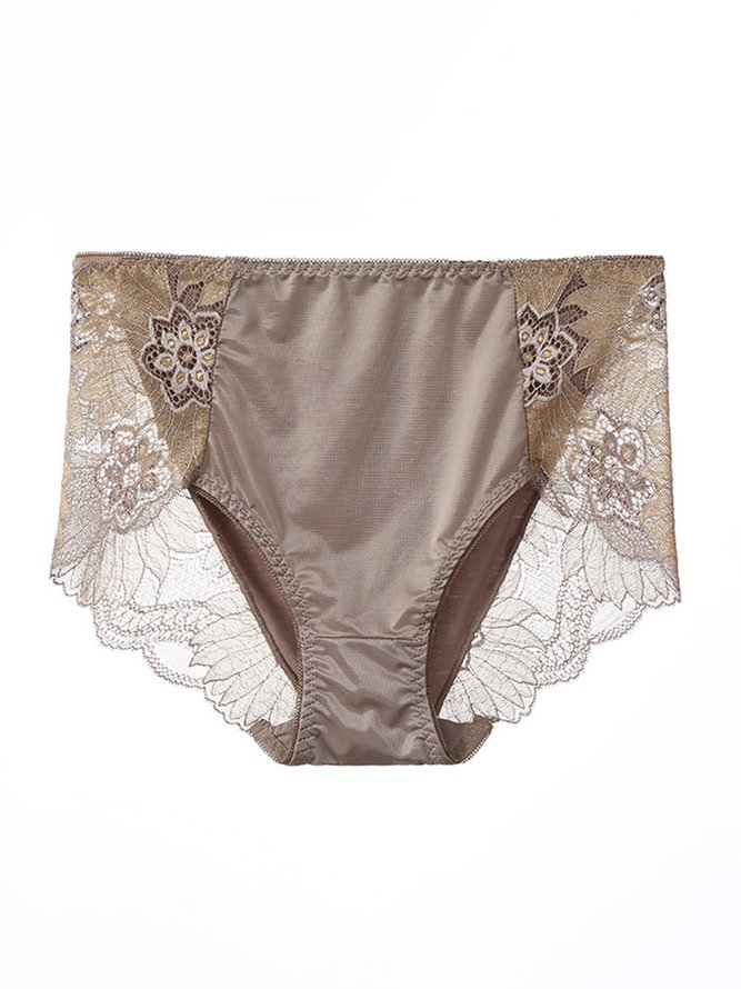 Breathable High Elastic Sexy Exquisite Lace Mid Waist Panties