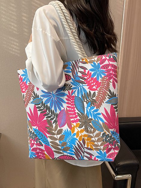 Bohemia Tropical Plant Pattern Large Capacity Shoulder Bag Casual Urban Women's Tote Bag