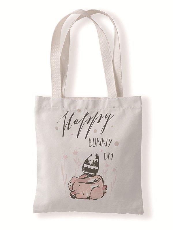 Easter Bunny Egg Pattern Canvas Tote Bag Environmentally Friendly Reusable