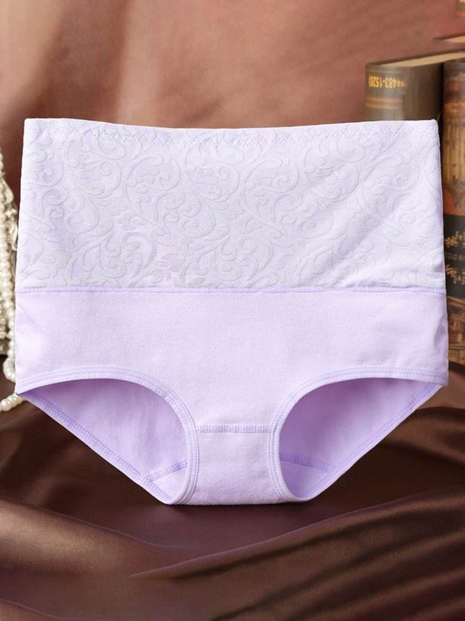Jacquard Cotton Breathable High Waist Briefs