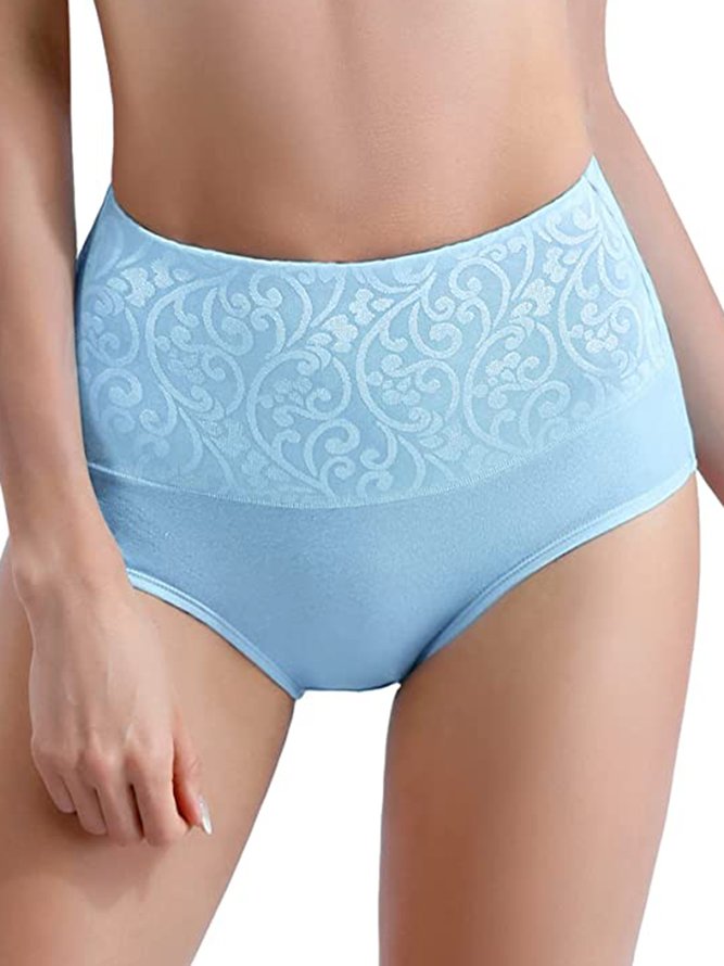 Jacquard Cotton Breathable High Waist Briefs
