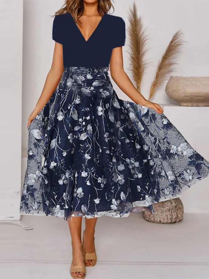 Regular Fit Crew Neck Elegant Dress
