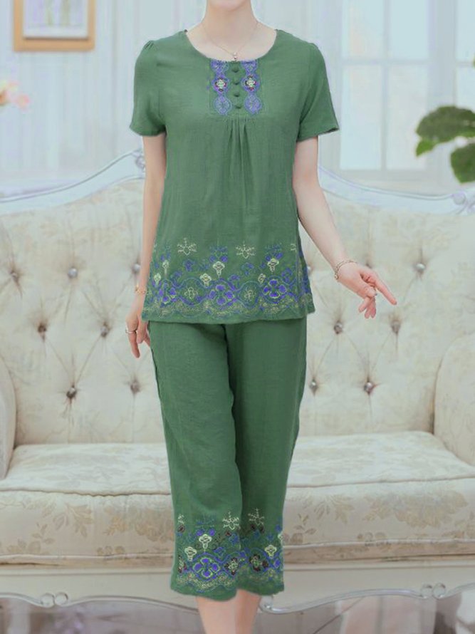 Cotton And Linen Pajama Set