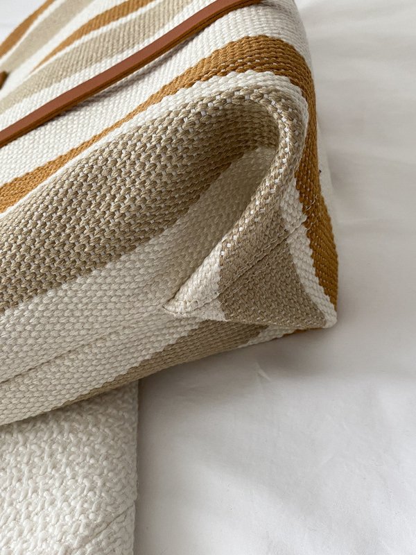 Casual Two-tone Striped Leather Shoulder Bag