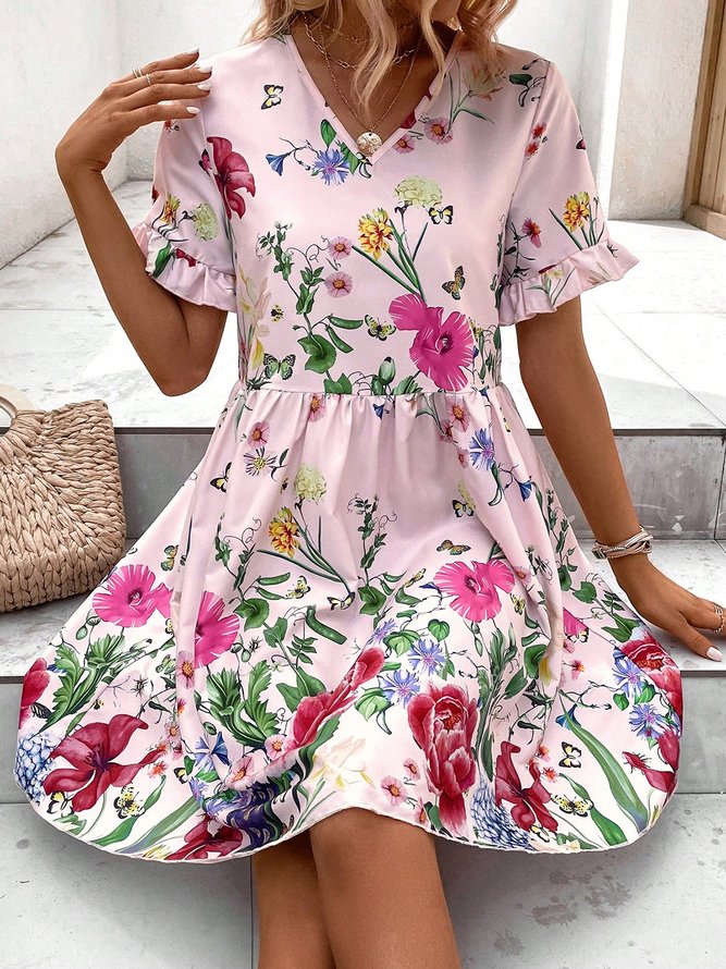 Womens V Neck Elegant Dress