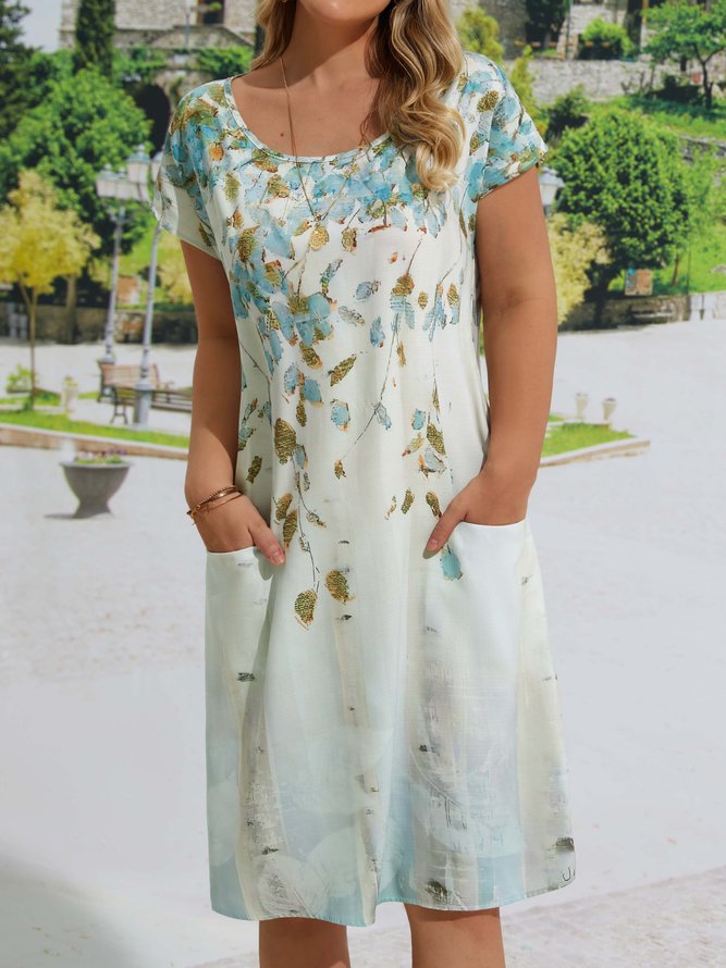 Casual Floral Crew Neck Dress