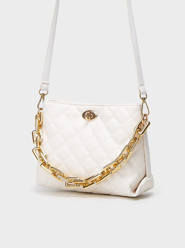 Elegant Embossed Leather Chain Handbag Messenger Bag Urban Ladies