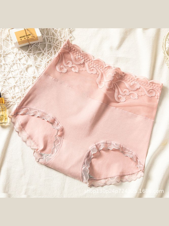 Breathable Lace Cotton High-Rise Briefs