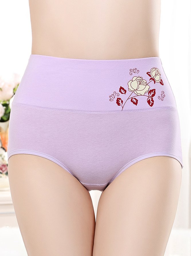Floral Cotton High Waist Briefs