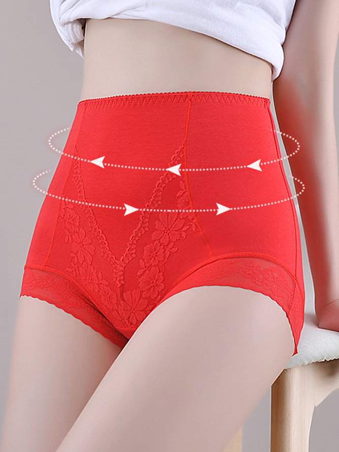 Breathable High Elastic Casual High Waist Lace Briefs